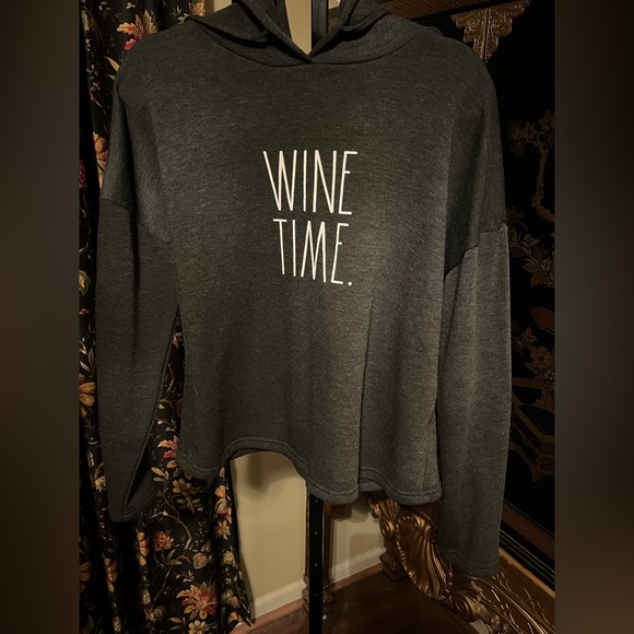 Rae Dunn Tops - Rae Dunn Charcoal 'Wine Time' Sweatshirt